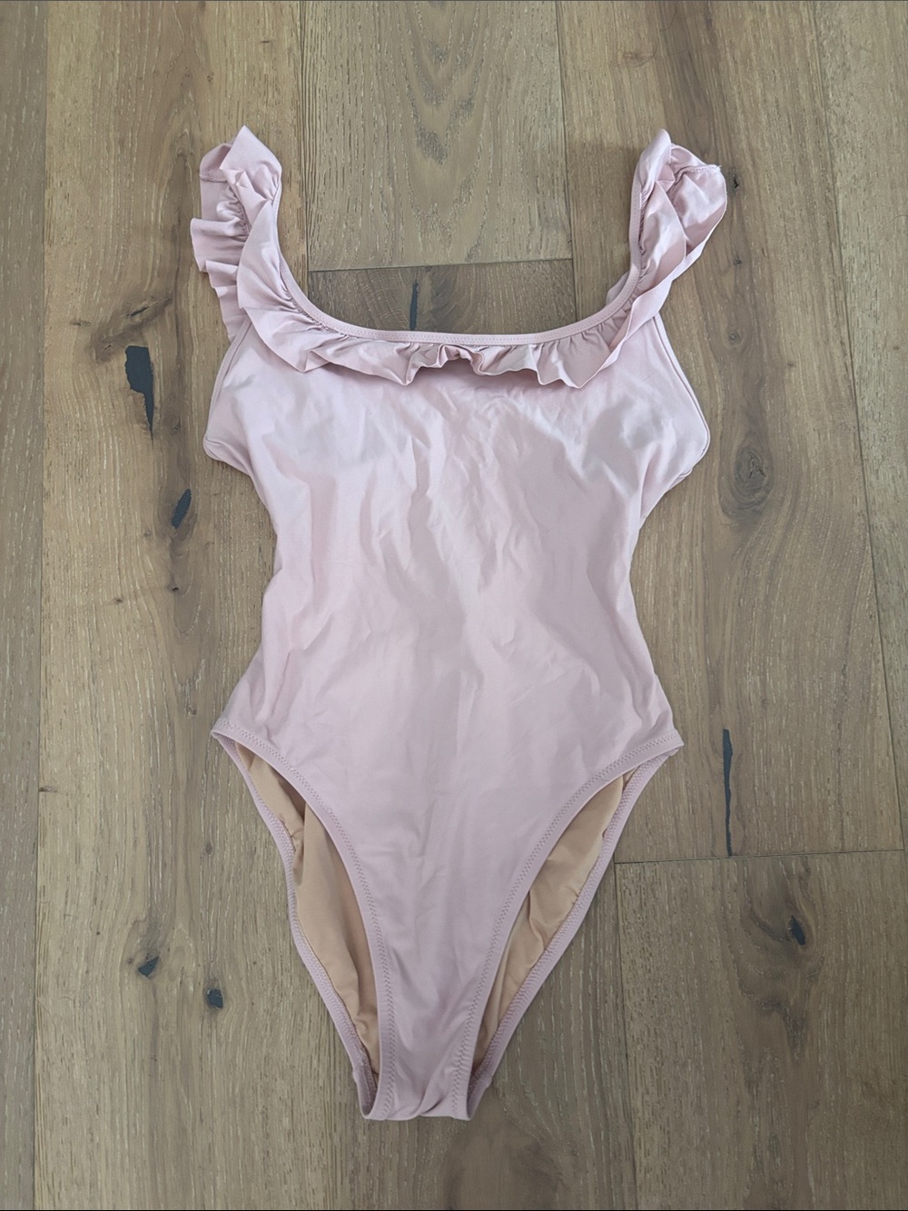 J. Crew Pale Pink Ruffle One-Piece Swimsuit